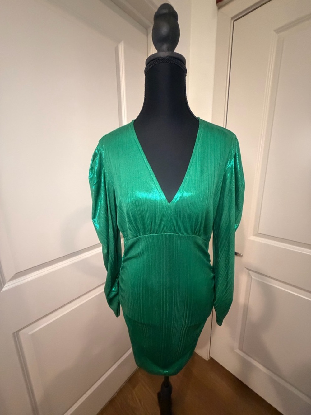Green V-Neck Women's Dress
